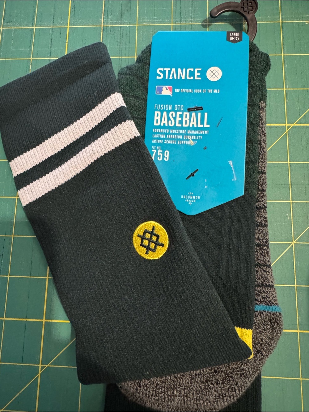 Stance Crew Athletic Socks with White Stripes and Yellow Logo